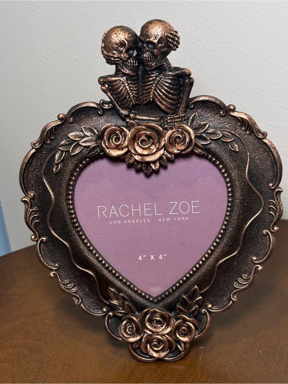 Rachel Zoe Bronze Heart Frame with Purple Mat and Skull Motif